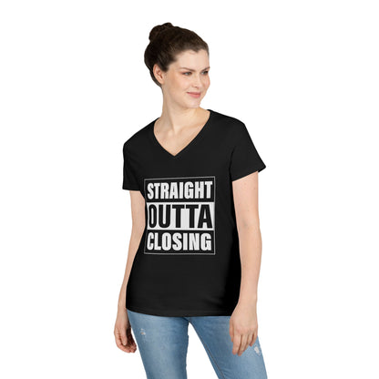 Straight Outta Closing Ladies' V-Neck T-Shirt