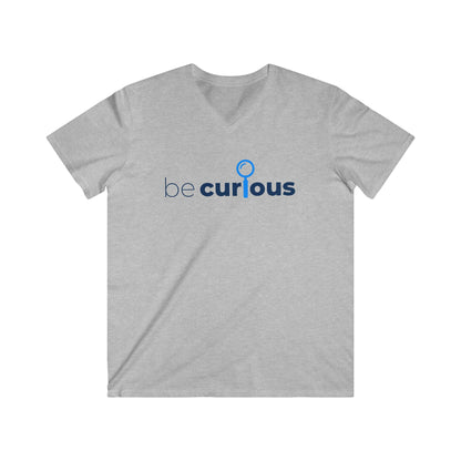 Be Curious Men's Fitted V-Neck Short Sleeve Tee