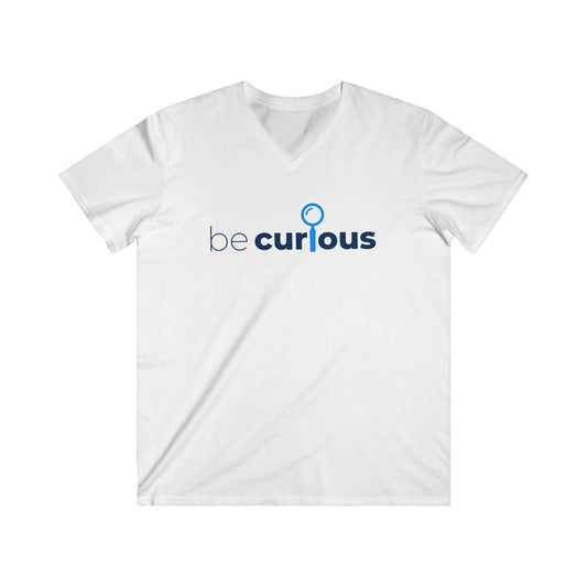 Be Curious Men's Fitted V-Neck Short Sleeve Tee