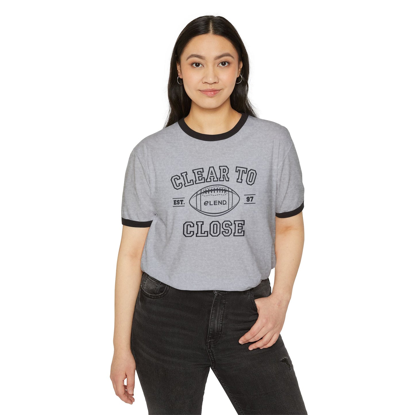 Clear to Close Football Ringer Tee